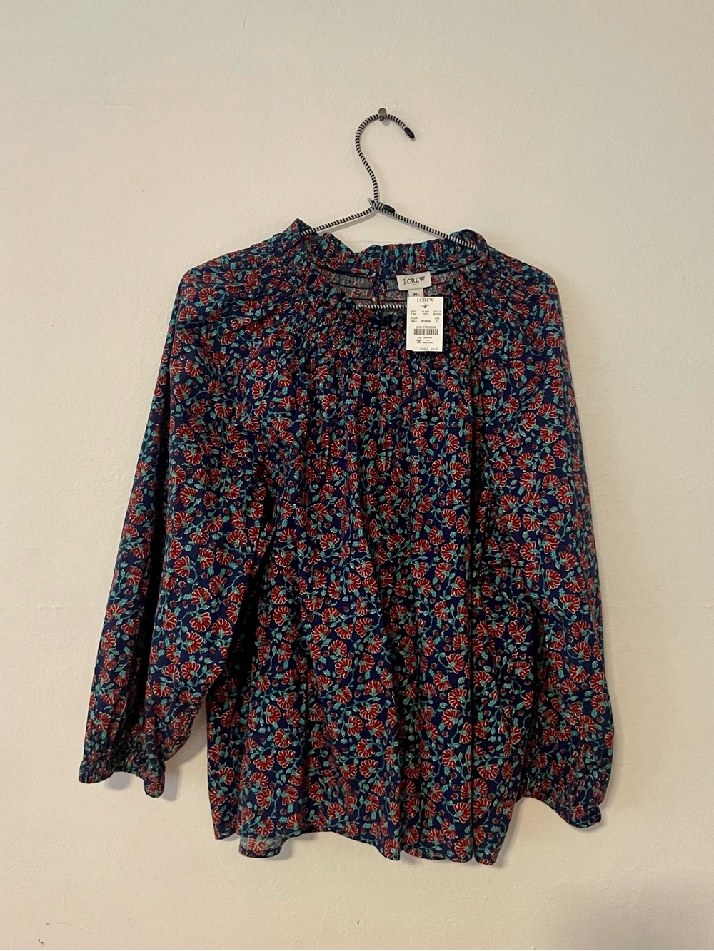 J. Crew Women’s Floral Long-Sleeve Smocked Blouse